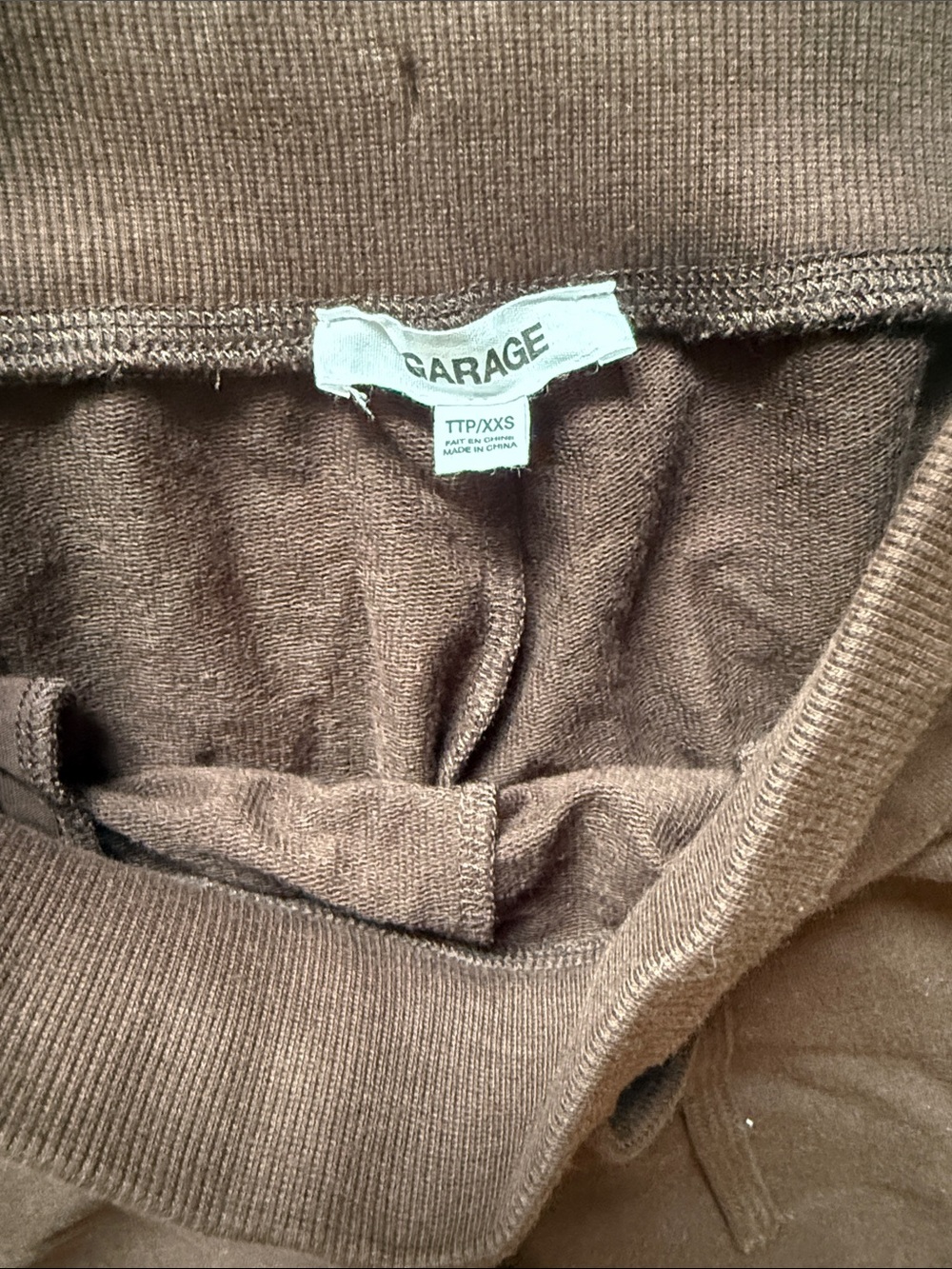 Garage Brown Sweatpants with Ribbed Trim